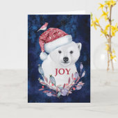 Polar Bear Baby Hat Bird Christmas Joy Karte (Gelbe Blume)