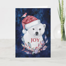 Polar Bear Baby Hat Bird Christmas Joy Karte