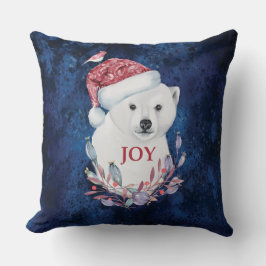 Polar Bear Baby Hat Bird Christmas Joy Kissen