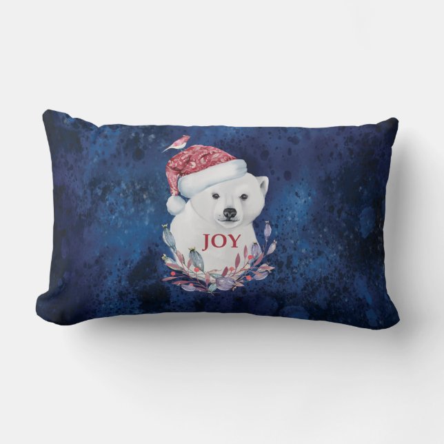 Polar Bear Baby Hat Bird Christmas Joy Lendenkissen (Vorderseite)