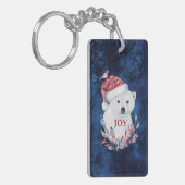 Polar Bear Baby Hat Bird Christmas Joy Schlüsselanhänger (Vorderseite links)