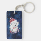 Polar Bear Baby Hat Bird Christmas Joy Schlüsselanhänger (Rückseite)