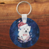 Polar Bear Baby Hat Bird Christmas Joy Schlüsselanhänger (Rückseite)