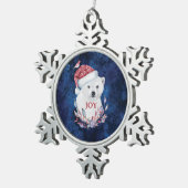 Polar Bear Baby Hat Bird Christmas Joy Schneeflocken Zinn-Ornament (Rechts)
