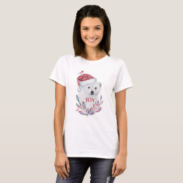 Polar Bear Baby Hat Bird Christmas Joy T-Shirt