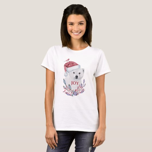 Polar Bear Baby Hat Bird Christmas Joy T-Shirt (Vorne ganz)