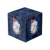 Polar Bear Baby Hat Bird Christmas Joy Würfel (Rückseite Schrägansicht)