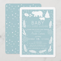 Polar Bear Baby It's Cold Outside Blue Baby Shower