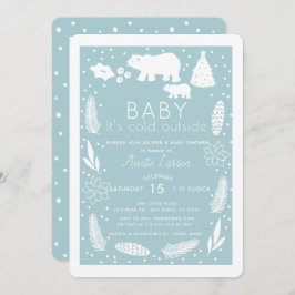 Polar Bear Baby It's Cold Outside Blue Baby Shower Einladung