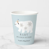 Polar Bear Baby It's Cold Outside Blue Baby Shower Pappbecher (Vorderseite)