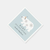 Polar Bear Baby It's Cold Outside Blue Baby Shower Serviette (Ecke)