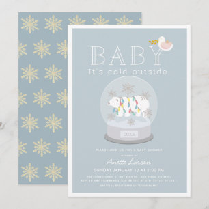 Polar Bear Baby seine kalte Außendusche Blue Baby Einladung