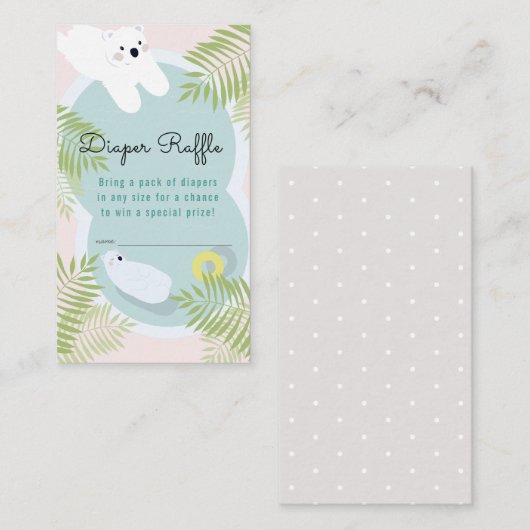 Polar Bear Baby Shooter Raffle Ticket Begleitkarte (Vorne/Hinten)