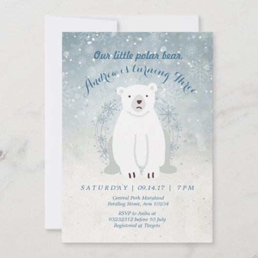 Polar Bear Baby Shower Einladung (Vorderseite)