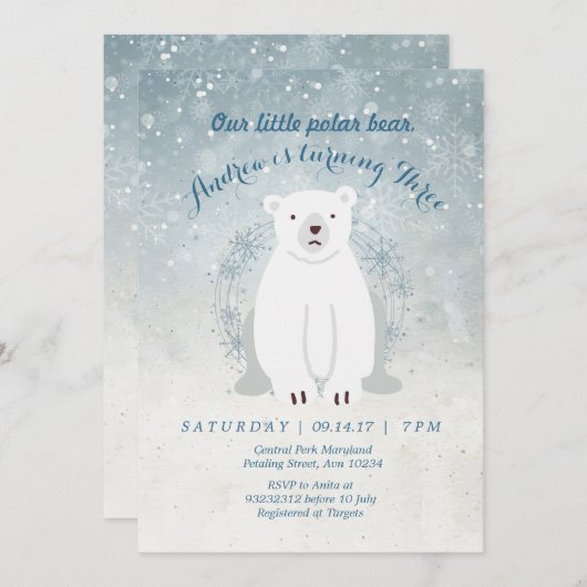 Polar Bear Baby Shower Einladung (Vorne/Hinten)