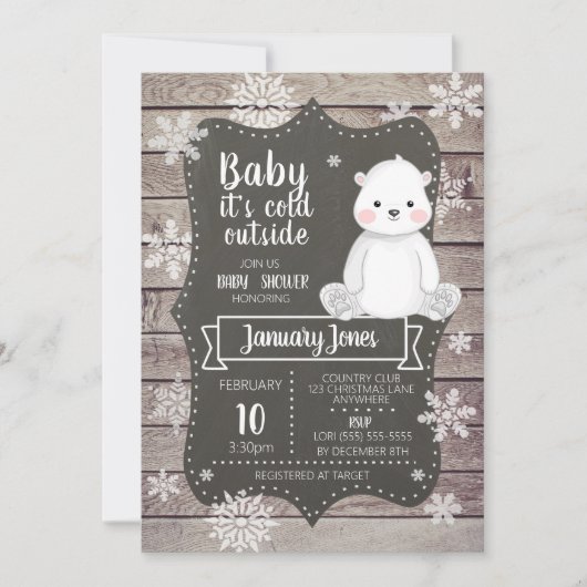 Polar Bear Baby Shower Invitation I Gender Neutral Einladung (Vorderseite)
