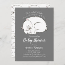 Polar Bear Baby Shower Winter Gender Neutral Gray