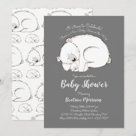 Polar Bear Baby Shower Winter Gender Neutral Gray Einladung
