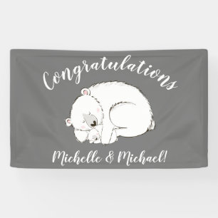 Polar Bear Baby Shower Winter Gray Gender Neutral Banner