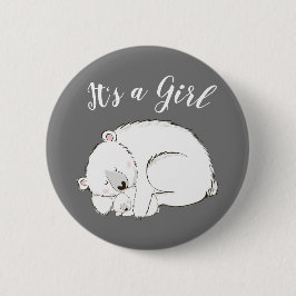 Polar Bear Baby Shower Winter Gray Gender Neutral Button