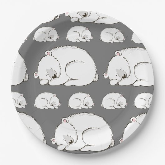 Polar Bear Baby Shower Winter Gray Gender Neutral Pappteller (Vorderseite)