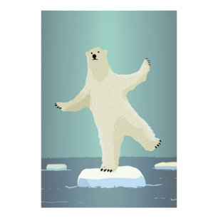 Polar Bear Balancing on Iceberg Artwork Fotodruck