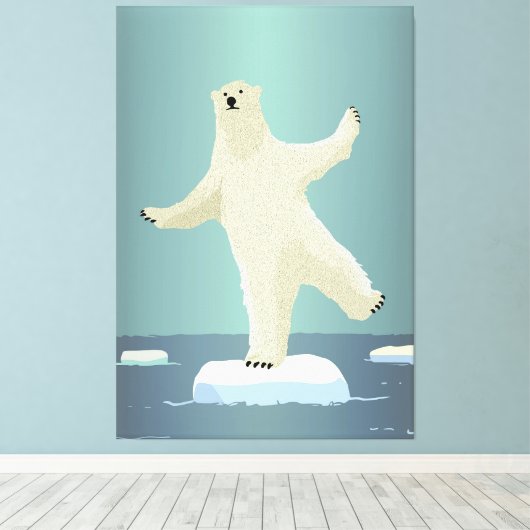 Polar Bear Balancing on Iceberg Artwork Leinwanddruck (Insitu (Holzboden))
