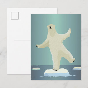 Polar Bear Balancing on Iceberg Artwork Postkarte