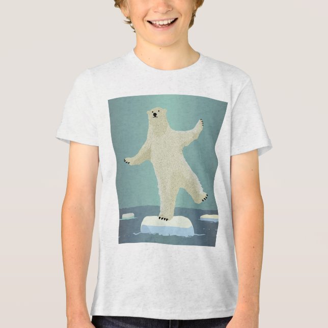 Polar Bear Balancing on Iceberg Artwork Tri-Blend Shirt (Vorderseite)
