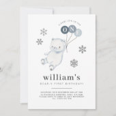 Polar Bear Balloons 1. Geburtstagseinladung Einladung (Vorderseite)