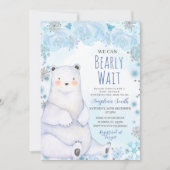 Polar Bear Bear Bearly Wait Mountain Blue Baby Dus Einladung (Vorderseite)