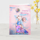 Polar Bear Birthday Balloons Karte (Gelbe Blume)