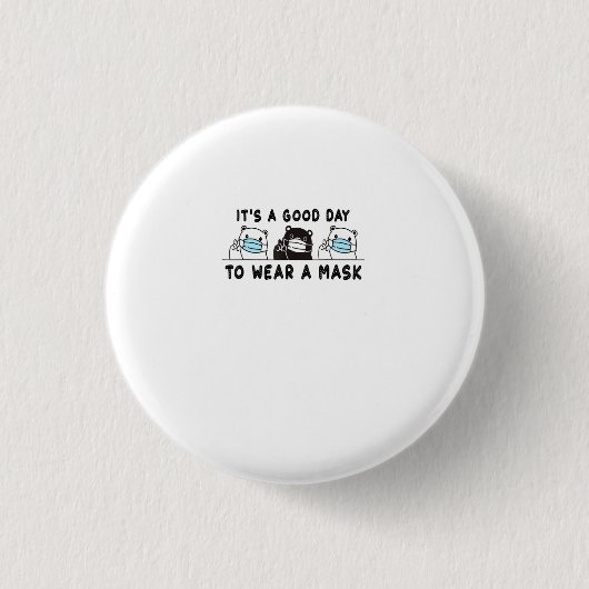Polar Bear Black Bear Wearing Face Mask Cute Funny Button (Vorderseite)