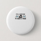 Polar Bear Black Bear Wearing Face Mask Cute Funny Button (Vorderseite)