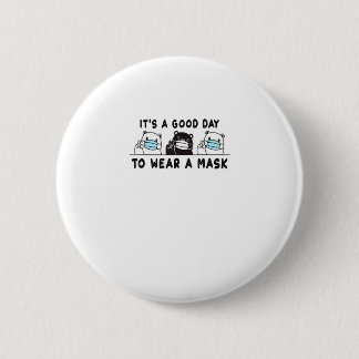Polar Bear Black Bear Wearing Face Mask Cute Funny Button