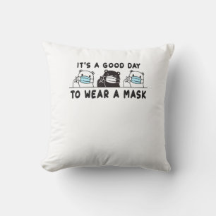 Polar Bear Black Bear Wearing Face Mask Cute Funny Kissen