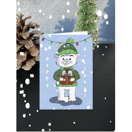 Polar Bear Blank Faltenkarte Feiertagskarte