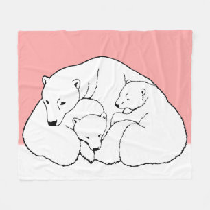 Polar Bear Blanket Mother & Twin Bären Cube Blanke Fleecedecke