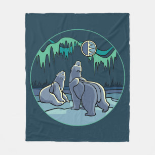 Polar Bear Blanket Northern Lights Bear Blanket Fleecedecke