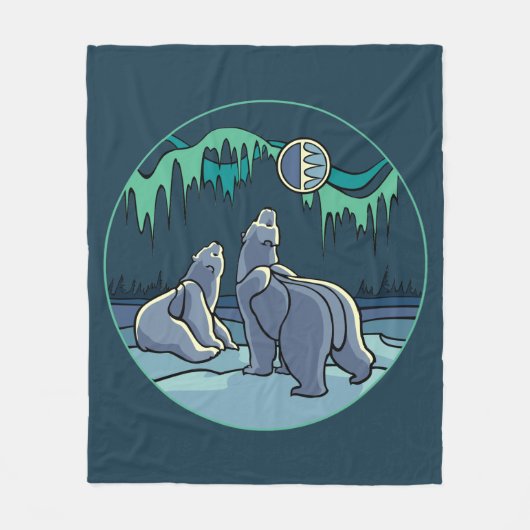 Polar Bear Blanket Northern Lights Bear Blanket Fleecedecke (Vorderseite)