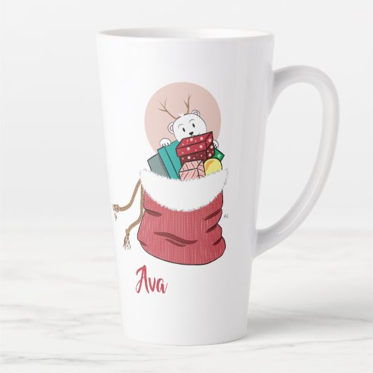 Polar Bear Blick in die Red Bag Latte Tasse des We (Rechts)