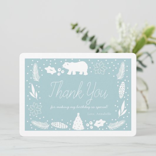 Polar Bear Blue Geburtstag Danke Karte (Stehend Vorderseite)