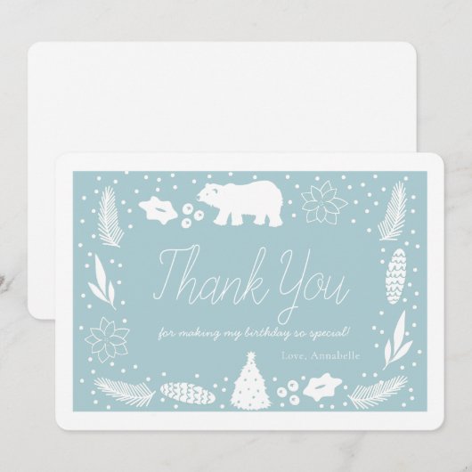 Polar Bear Blue Geburtstag Danke Karte (Vorne/Hinten)