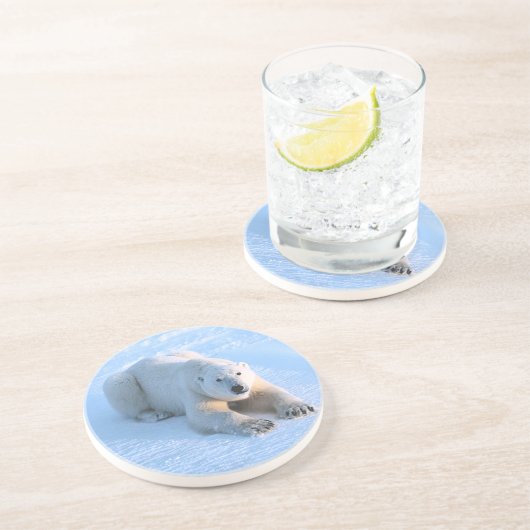 Polar Bear Blue Getränkeuntersetzer (Seite)