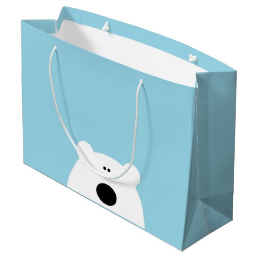 Polar Bear Blue Große Geschenktüte (Rückseite Schrägansicht)