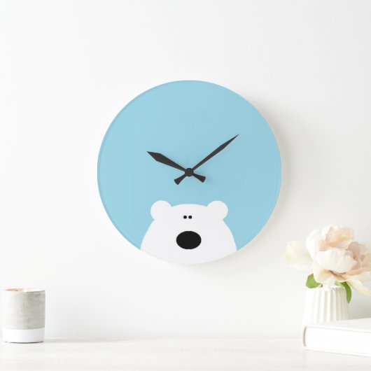 Polar Bear Blue Große Wanduhr (Zuhause)