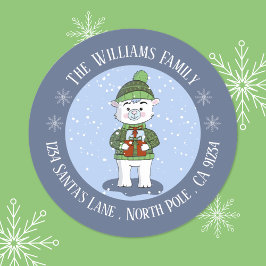 Polar Bear Blue Holiday Rücksendeadresse Sticker