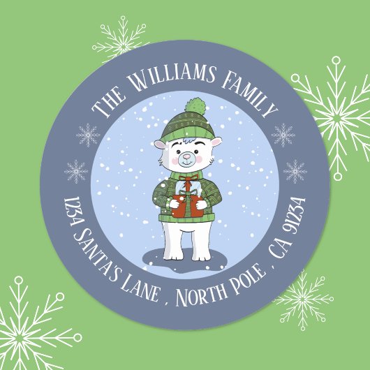 Polar Bear Blue Holiday Rücksendeadresse Sticker