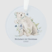 Polar Bear Blue Personalisiert Ornament (Vorderseite)
