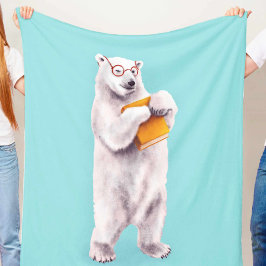 Polar Bear Book Lover Nerdy Fleecedecke